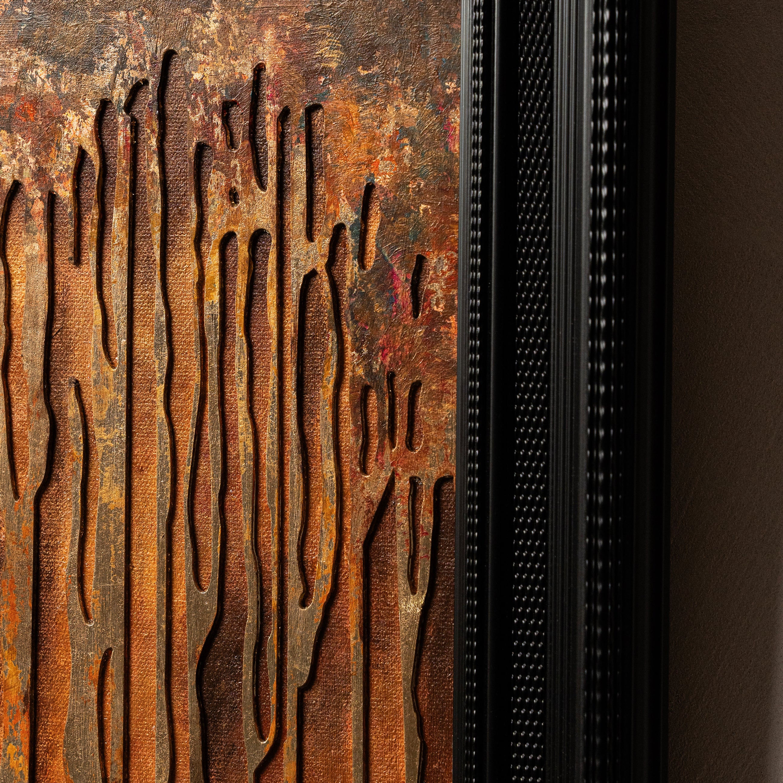 Shimmering Cascade Handcrafted Fired Foil Art