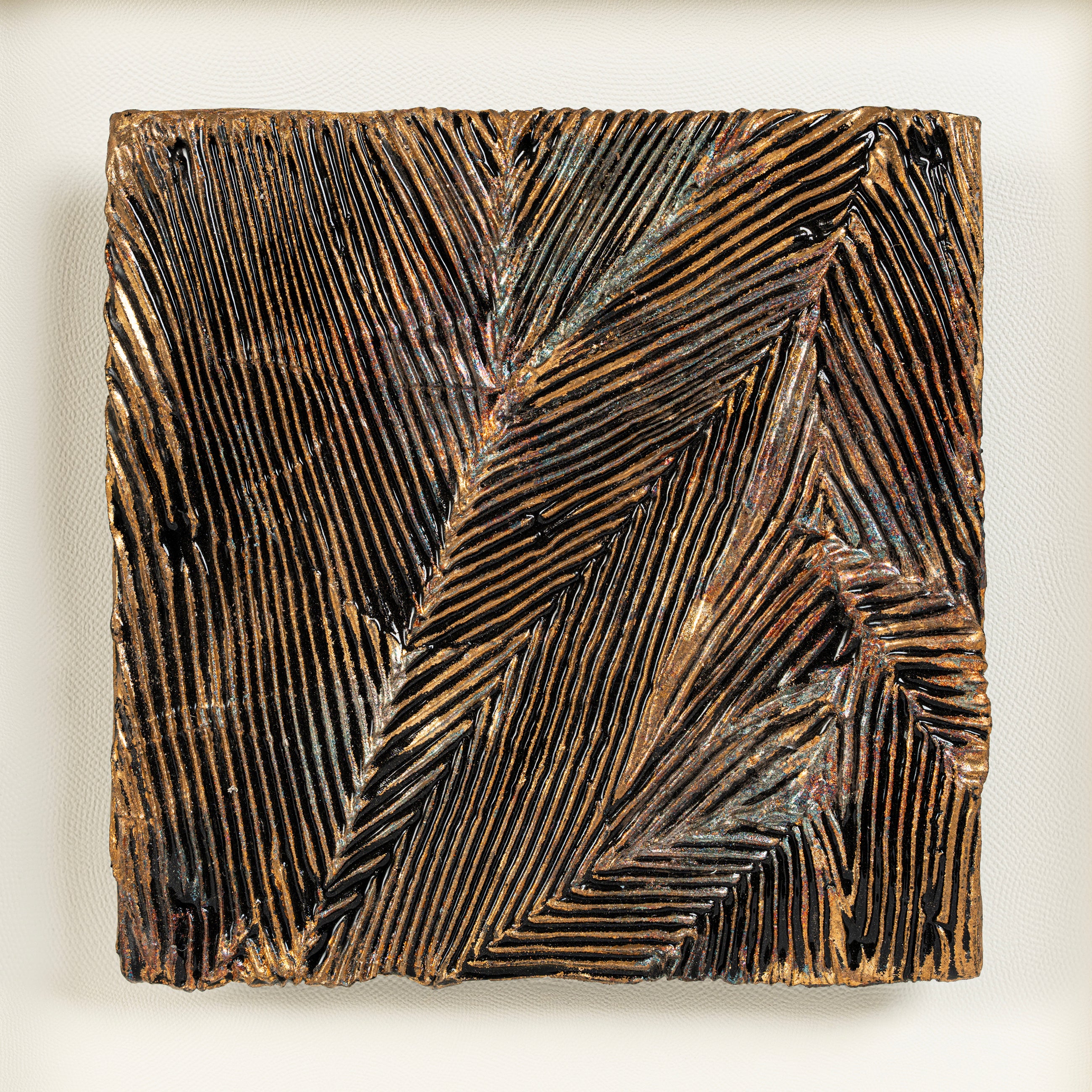 Black Gold Mountain Range Fired Foil Handcrafted Art