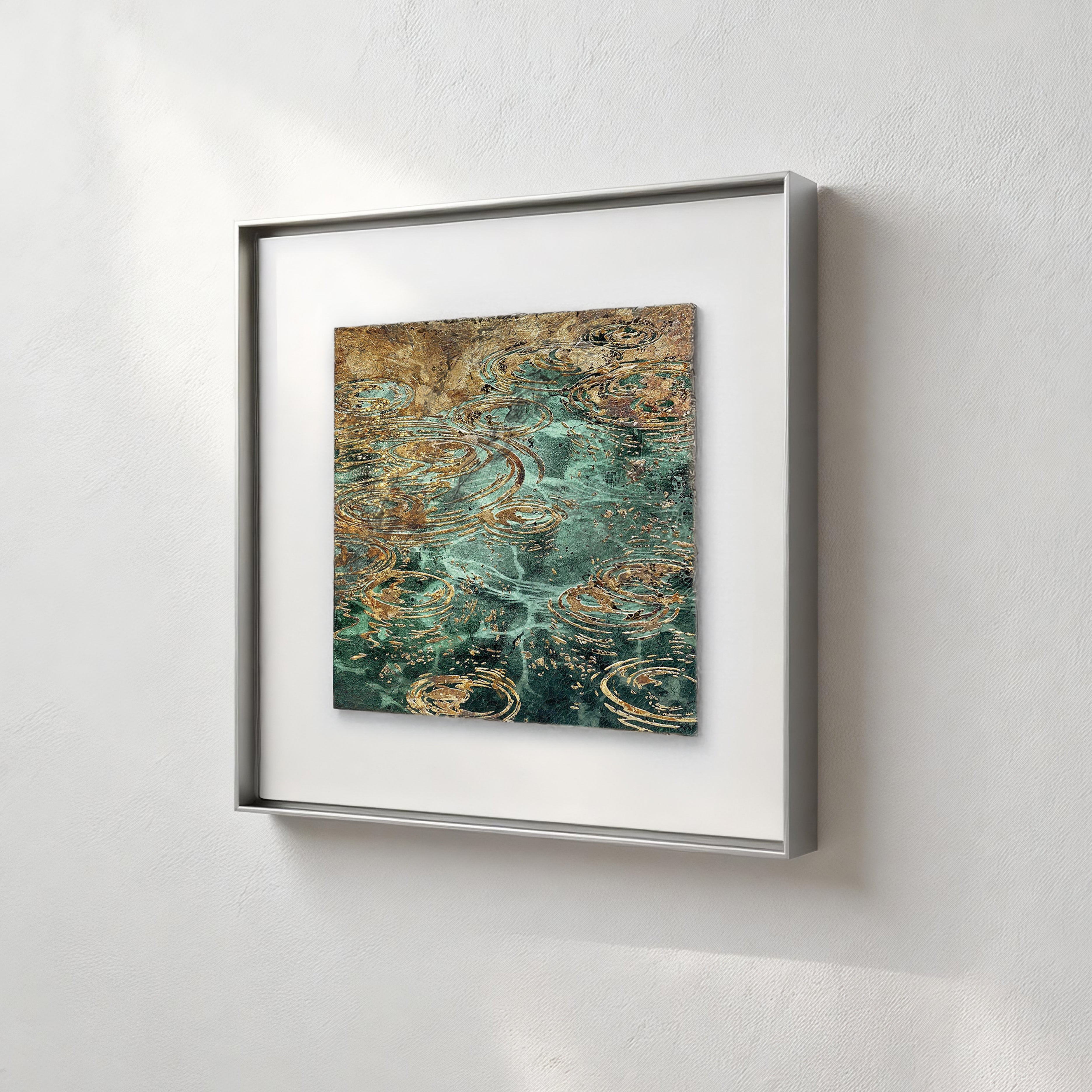 Still Water, Deep Current — Patinated Foil · Aura Frame Silver Metal