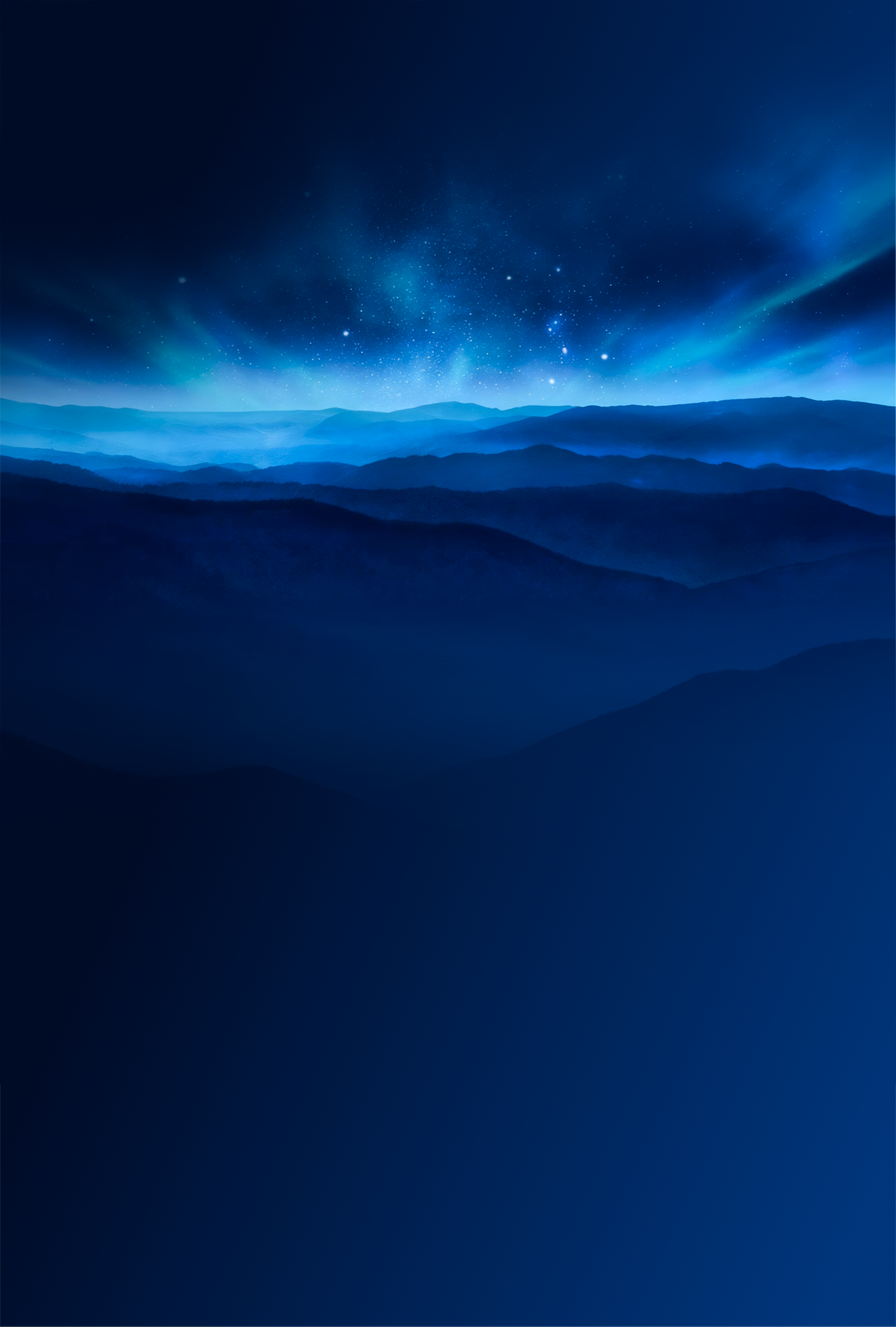 Aurora borealis over a mountain landscape at night