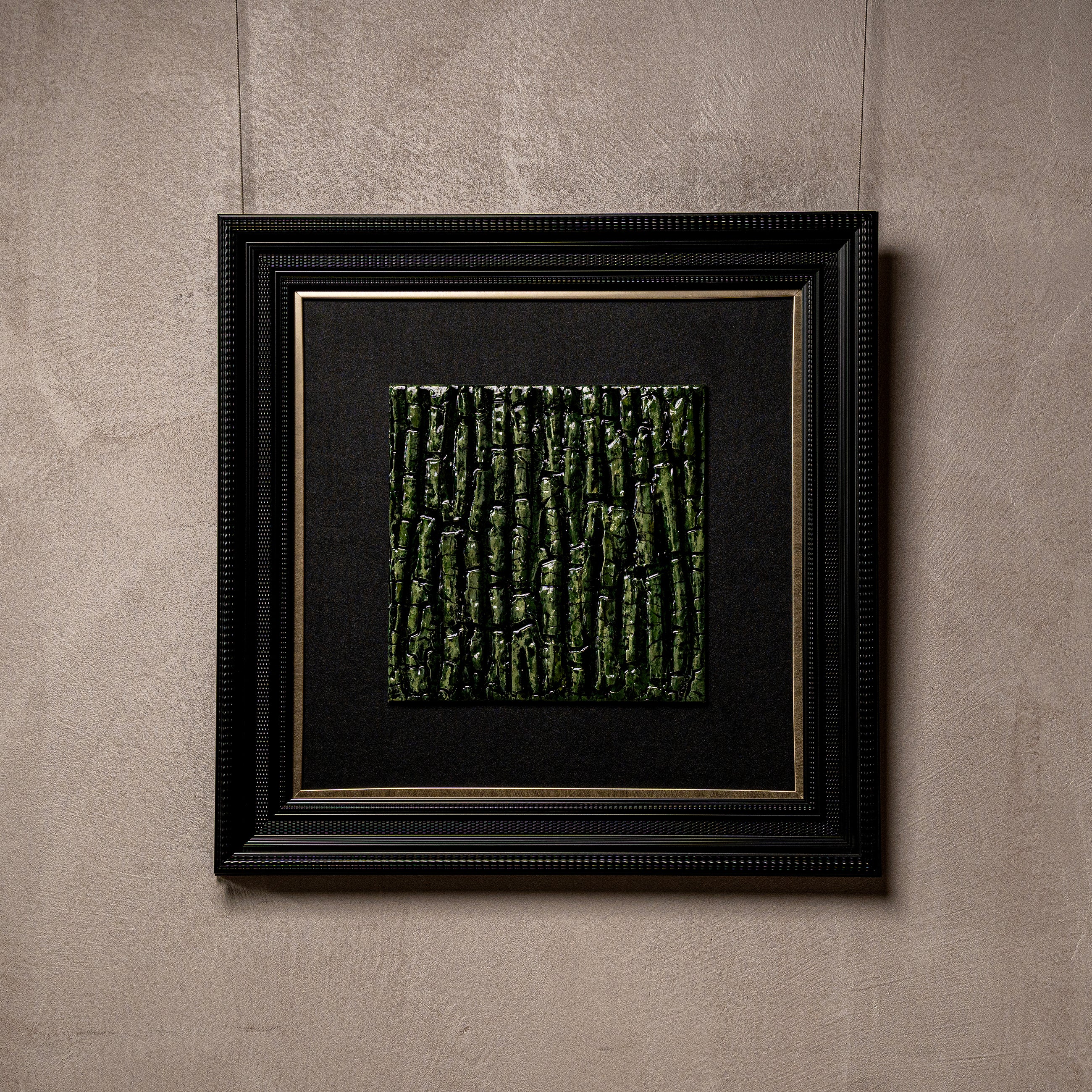 Emerging Life — full view of handcrafted wall art embodying earth element grounding, with a natural mineral textured surface finished in Eastern Gold Leaf that recreates the majestic ridges of a raw gold mine.