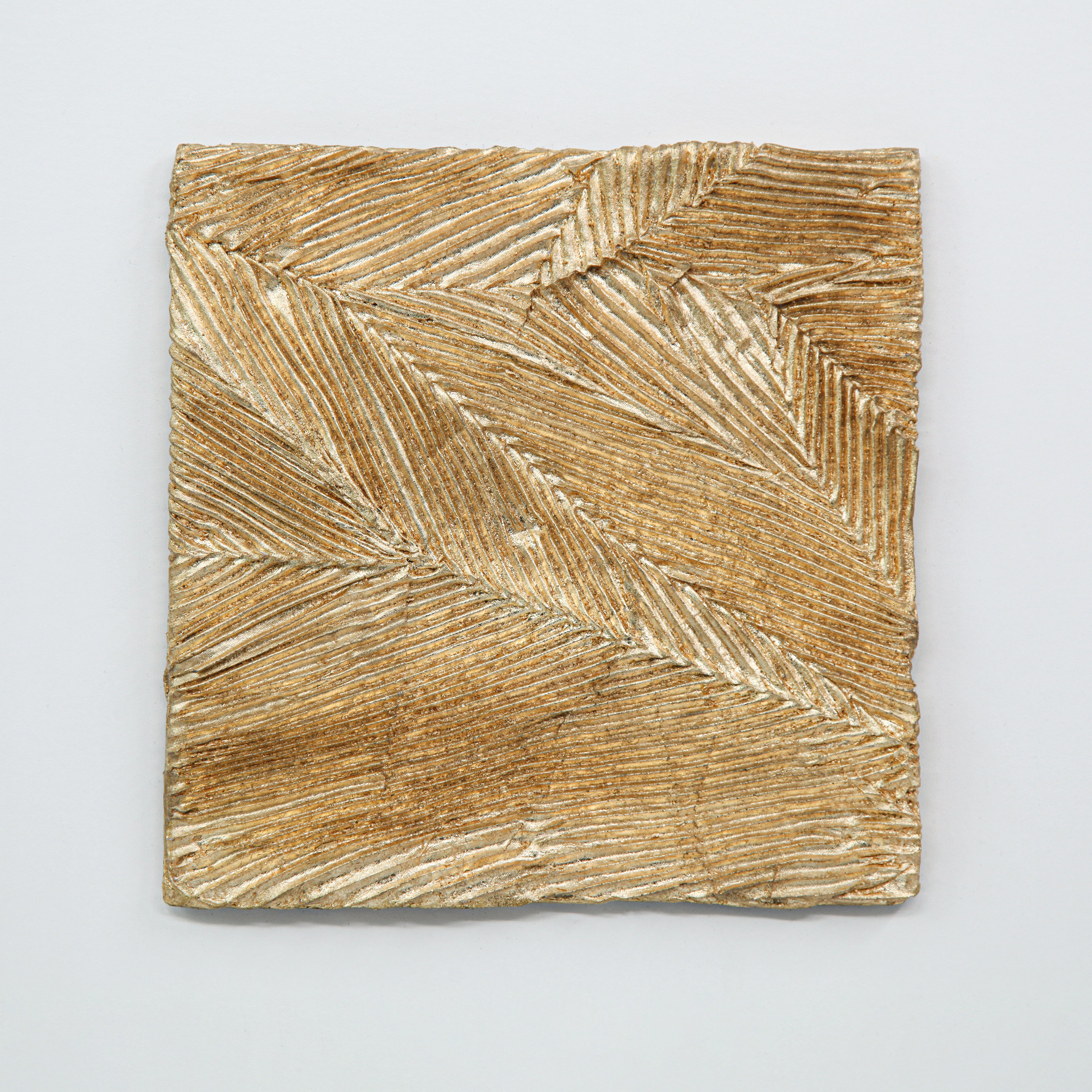 Unframed canvas of Meridian — Gilded Foil · Aura Frame, revealing the full metal element mineral surface where hand-formed branching vein relief is laid with premium gilded foil from a 1,700-year Eastern precious-metal craft tradition, each channel individually worked before the foil is applied.