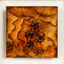 Unframed canvas of Peony — Mineral Paint · Aura Frame, revealing the full fire element mineral surface where the peony's three-dimensional structure exists in the pigment itself, built through Song Dynasty glazing tradition refined across more than eight hundred years.