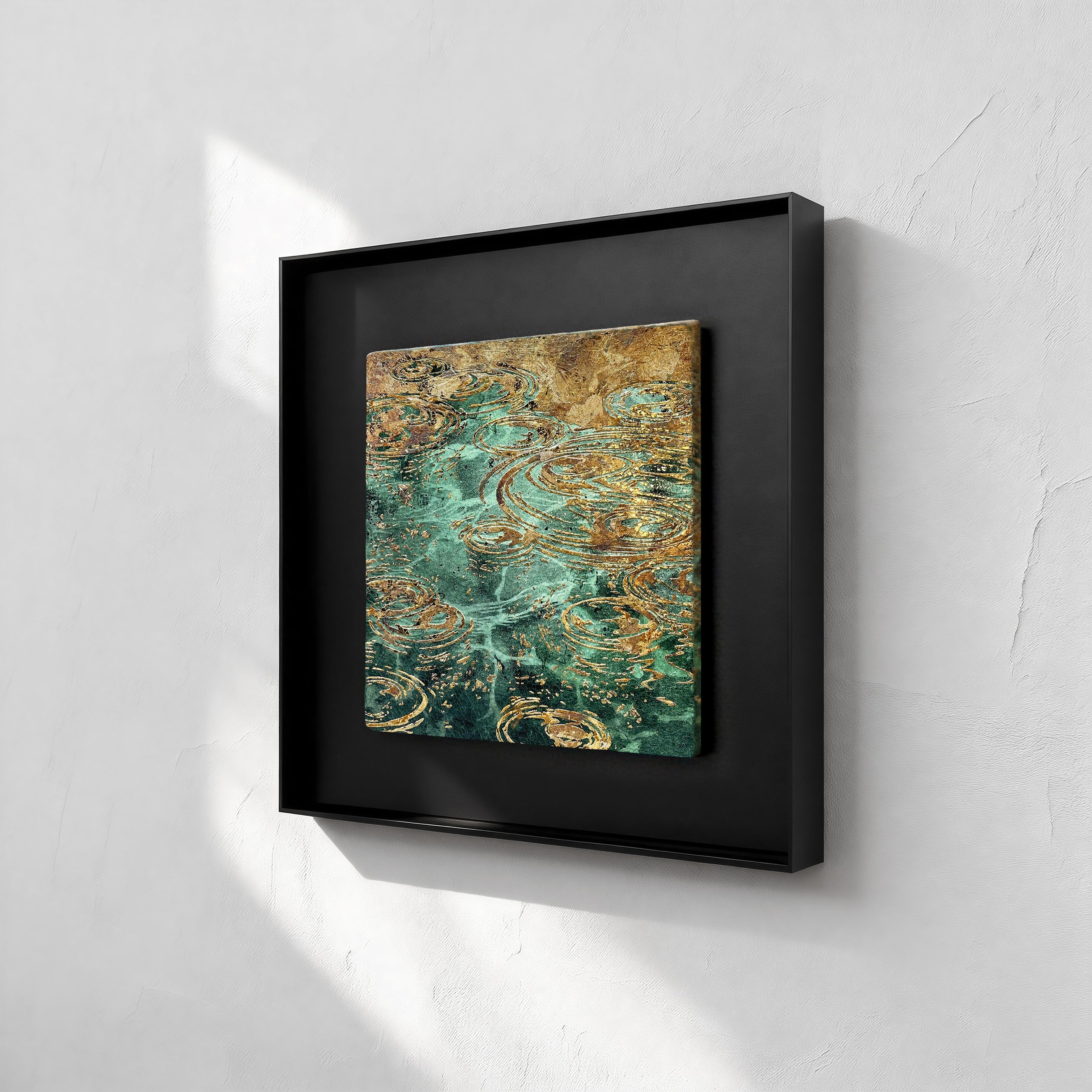 Still Water, Deep Current — Patinated Foil · Aura Frame Black Metal