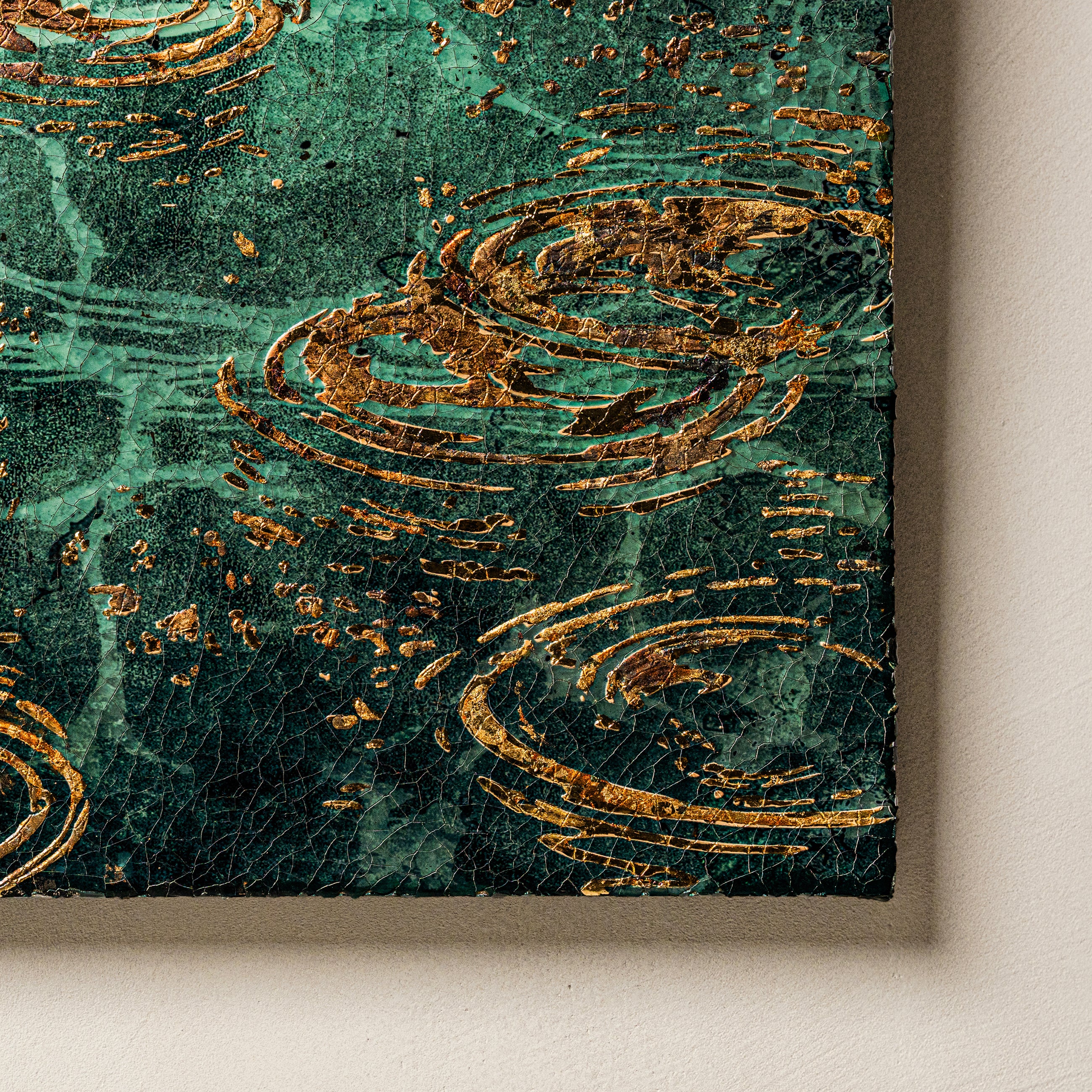 Bottom-right quarter texture detail — patinated foil craftsmanship.